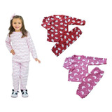 2 Conjuntos Pijama Soft P M G 1 2 3 Bebe Menina Inverno