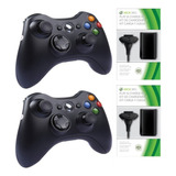 2 Controle Manete Sem Fio Xbox 360 2 Bateria Carregador