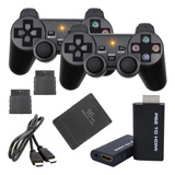 2 Controle Sem Fio Ps2 Adaptador Hdmi Memory Card Cabo