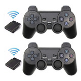 2 Controles Manete Sem Fio Playstation 2 Ps2 Ps1 Kit Par