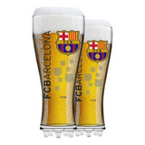 2 Copos Chuteira Para Cerveja Fcb Barcelona Vidro 370ml