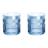 2 Copos De Vidro Whisky 330ml Azul Linha Palace L hermitage