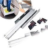 2 Corrediça Telescópica Oculta Trilho Invisível 50cm Gaveta 1 Par Móveis 500mm Com Amortecedor 50kg Soft Closing 3D Reforçada Resistente Fechamento Automático Suave Silencioso Slow Freio