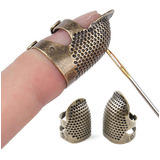 2 Dedal Metal Bronze Protetor Dedo Costura Agulha Ajustável