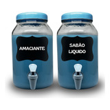 2 Dispenser De Vidro 3l Sabão Liquido Amaciante lousa E Giz