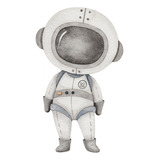 2 Displays Astronauta Disco Voador Aquarela 70cm Mdf