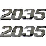 2 Emblema Adesivo Número 2035 Cromado Caminhão Mercedes Be