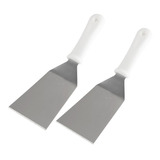 2 Espatula Chapeiro Pizza Cabo Branco Curva 90mm De Aço Inox