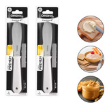 2 Espátulas Faca Inox 2 Em 1 C Serra Manteiga Patê Geléia