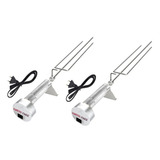 2 Espetos Giratório Elétrico Flex Tridente Aço Inox
