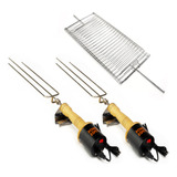 2 Espetos Giratórios Elétricos Grelha Churrasco Power