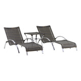 2 Espreguiadeiras Emily Mesa Alumnio Piscina Jardim