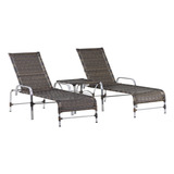 2 Espreguiçadeiras Catar Mesa Alumínio Piscina Jardim Área