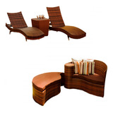 2 Espreguiçadeiras E Mesa E Chaise Meia Lua Trama Original