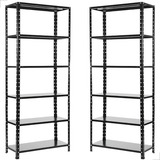 2 Estante 6 Prateleiras De Aço Organiza Livros Ferramentas Flores Escritório Cor Preto Reforçada Original Marca Cozinha Gourmet