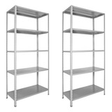 2 Estantes Aço 5 Bandejas 30x92cm 2 Prateleiras Promoção