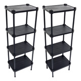 2 Estantes Modular Plástico Multiuso 4 Prateleiras Montável