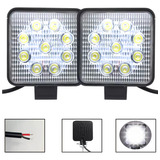 2 Farol De Milha Led Quadrado 9 Leds 12v24v 27w Off Road 4x4