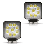 2 Farol Milha Quadrado 27w 9 Leds Jeep Troller 12v Universal