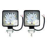 2 Farol Milha Quadrado Led 27w 9 Leds Jeep Troller 12v 24v Universal 4x4 Caminhão Off Road Com Suporte