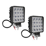 2 farol Milha Quadrado Led 48w Off Road Moto Carro Caminhão