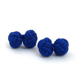 2 Finas Abotoaduras De Punho Em Seda Feito A Mão Cor Azul