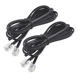 2 Fios Telefone Fixo 1 Metro Rj11 X Rj11 Cabo 4 Vias Preto
