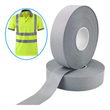 2 Fita Faixa Refletiva Uniformes Coletes Cinza 100m X 5cm Cor Prata Liso