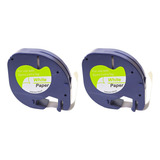 2 Fita Papel Rotulador Compatível Dymo Letratag 91200 12mm