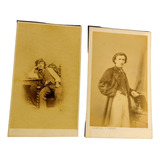 2 Fotos Antigas Cabinet Portrait Carneiro Gaspar Sp Sec 19
