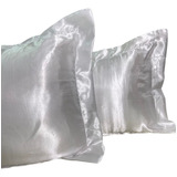 2 Fronhas Casablanca Cetim De Seda Antifrizz C 4 Abas 50x70 Cor Branco