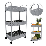 2 Fruteira De Chão 3 Andares Inox Com Rodinhas Preta