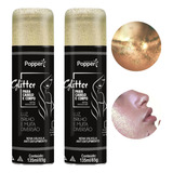 2 Glitter Spray Brilho Carnaval Dourado Prata Roupa Cabelo