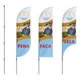 2 Haste Vareta Wind Banner Fly Flag Bandeira Estrutura 3m