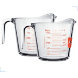 2 Jarras De Vidro Medidoras 1 L E 500ml Marinex Microondas