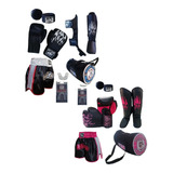 2 Kit Muay Thai Luva bandagem caneleira short bolsa bucal