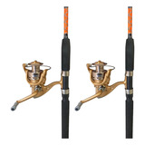 2 Kit Pesca Pesada 30 Kg Molinete Fb 7000 Vara Ottoni Baida