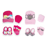 2 Kits Bebe Enxoval Maternidade Touca Luva Meia E Pantufa