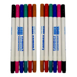 2 Kits Caneta Marcador Permanente Tecido 6 Cores 12 Pontas