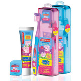 2 Kits Dentalclean Peppa Pig Escova Fio Dental Gel Dental