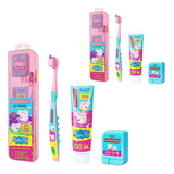 2 Kits Escova De Dente Infantil Gel E Fio Dental Peppa Pig