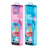 2 Kits Estojo Escova Fio E Gel Dental peppa Pig George Pig 