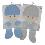 2 Kits Maternidade Bebê Recém nascido Touca Luva Meia