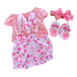 2 Kits Roupinha Bebê Reborn Jardineira Sapato Tiara