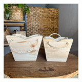 2 Kits Vaso Cachepot Madeira Romântico Plantas G M 4 Peças