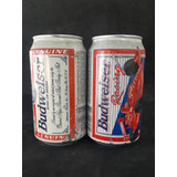 2 Lata Cerveja Budweiser Racing Indy Cheia Coleção Antiga