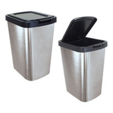 2 Lixeira Inox De Banheiro Cozinha Tampa Click 09 Litros