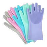 2 Luvas Escova Esponja Silicone Limpeza Lavar Louça
