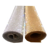 2 Manta De Strass Cristal Cor Dourada E Prata Cola Atacado