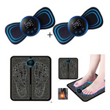 2 Mini Massageador Tapete Elétrico Dor Pés E Musculares Cor Preto